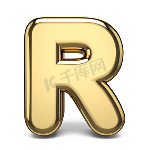 装饰艺术字体摄影照片_金色字体字母 R 3d