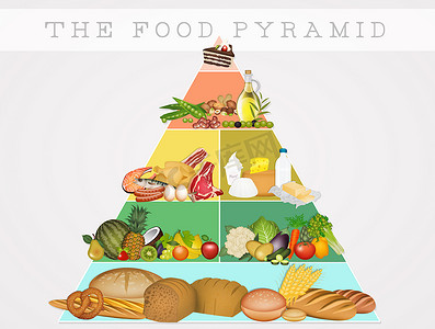 绿色食物插图摄影照片_食物金字塔的插图
