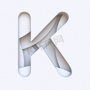 白色抽象图层字体 Letter K 3D