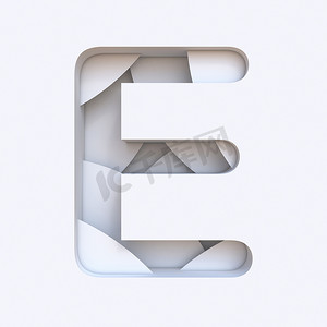 白色抽象图层字体 Letter E 3D