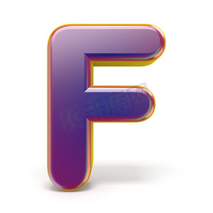 字母 F 紫色字体黄色概述 3D