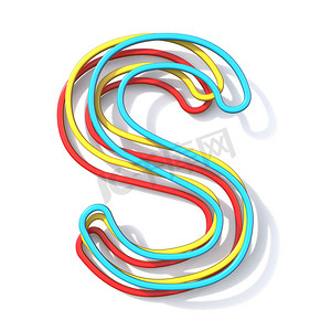 三种基本颜色线字体 Letter S 3D