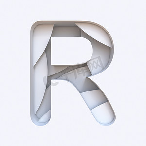 白色抽象图层字体 Letter R 3D