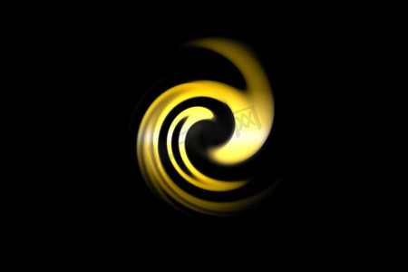 黑色背景上带黄光螺旋的抽象火圈