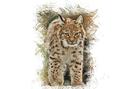 秋季天猫海报摄影照片_一只年轻的天猫座在森林里专心致志