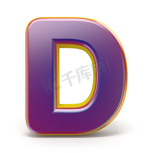 字母 D 紫色字体黄色概述 3D