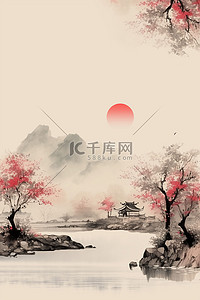 中式背景图片_中国风山水山脉背景