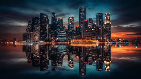 新加坡海滨湾夜景