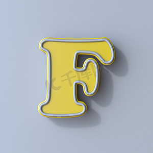 黄色卡通字体 Letter F 3D