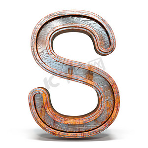 生锈的金属字体 Letter S 3d