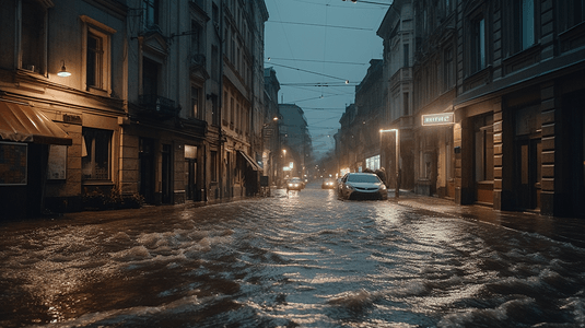 洪涝摄影照片_暴雨洪涝水灾