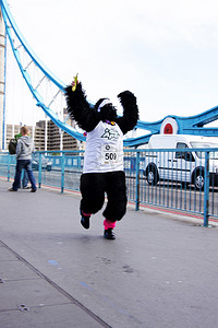 2010 年 9 月 26 日在伦敦市中心举行的 2010 年大猩猩长跑单人赛跑者