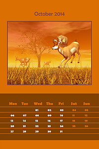 2014 年 10 月的 Safari 日历