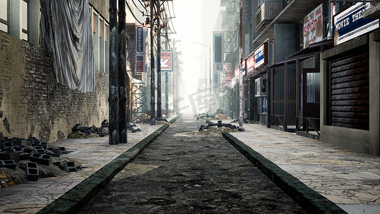 一个废弃的后世界末日城市。