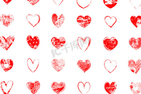 二月海报摄影照片_与心脏装饰的情人节背景在白色背景。