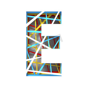 五颜六色的剪纸字体 Letter E 3D