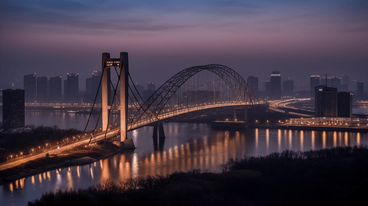 桥摄影照片_天津直沽桥夜景