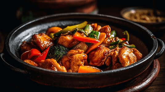 烹饪文化摄影照片_煲肉砂锅中餐美食