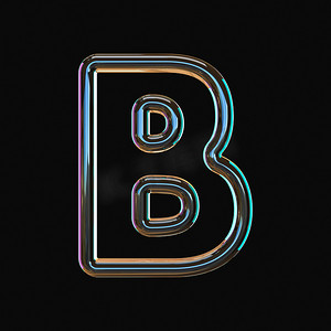 生动的彩色玻璃字体 Letter B 3D