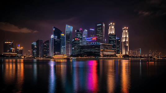 新加坡海滨湾夜景