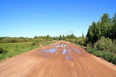 沙路摄影照片_农村沙路