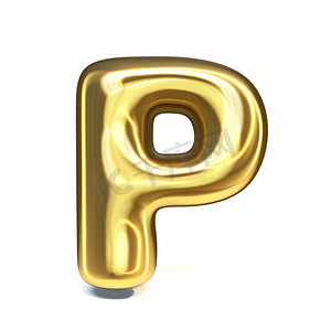 金色字体字母 P 3d