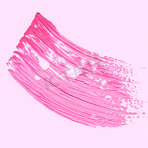 粉色笔触或化妆污迹特写、美容化妆品和口红质地