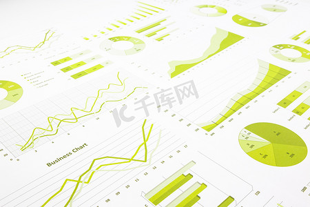 绿色图表、图表、营销研究和企业年度报告