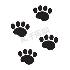 ppt配图卡通摄影照片_动物图标的脚印，扁平，卡通风格。