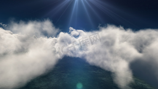 飞越大云，3d 插图渲染