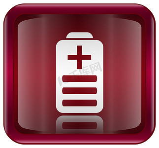 药水瓶摄影照片_“电池图标红色，白色背景上孤立”