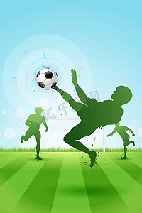 足球足球海报摄影照片_与三名球员的足球背景