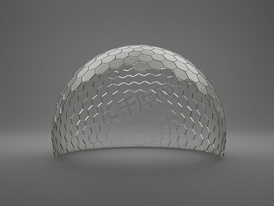 模拟透明玻璃圆顶保护概念或屏障 3d 渲染。