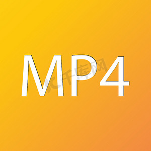 Mpeg4 视频格式图标符号平面现代网页设计与长长的阴影和空间为您的文本。