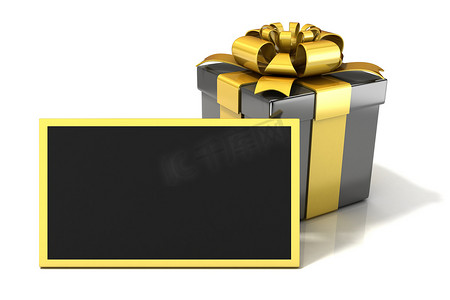 有黑色空白礼品卡的黑色典雅礼品盒。 