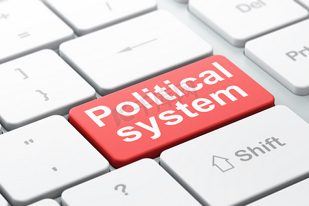 政治概念： 计算机键盘背景上的政治制度