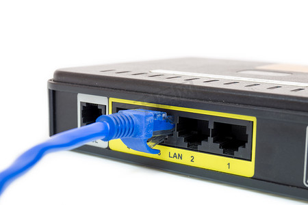 关闭 LAN UTP RJ45 Cat5e 连接到 ADSL 路由器网络交换机