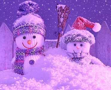 2016 年新年。圣诞节。雪人友谊。复古