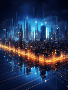 科技化背景背景图片_数字化城市背景科技未来物联网