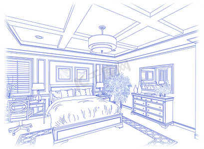 白底蓝色定制卧室设计图