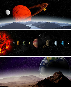 显示我们太阳系中行星顺序的插图