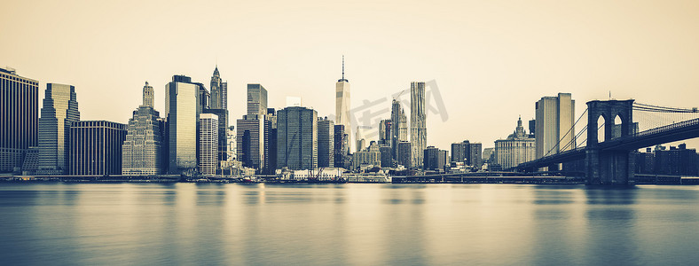 黄昏的纽约市曼哈顿市中心，特别 photogeaphic pr