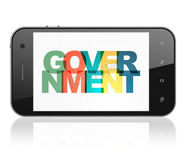 智能社区摄影照片_政治概念：显示政府的智能手机