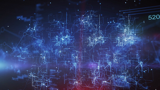 赛博朋克字体摄影照片_蓝色背景下的赛博空间图片CPU