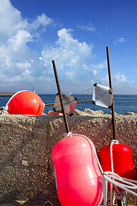 接福摄影照片_福门特拉岛延绳钓渔船浮标