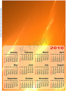 IT行业简历模板摄影照片_2010 年日历的抽象设计模板。