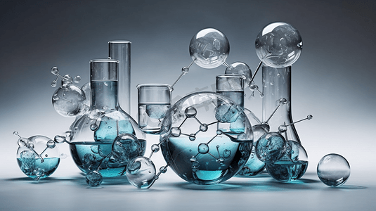 水背景摄影照片_分子建模原明亮的现代化学概念