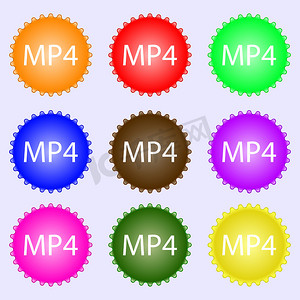 视频格式摄影照片_Mpeg4 视频格式标志图标。