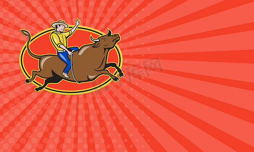 名片 Rodeo Cowboy Bull Riding Retro