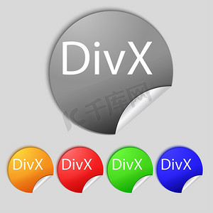 视频格式摄影照片_DivX 视频格式标志图标。